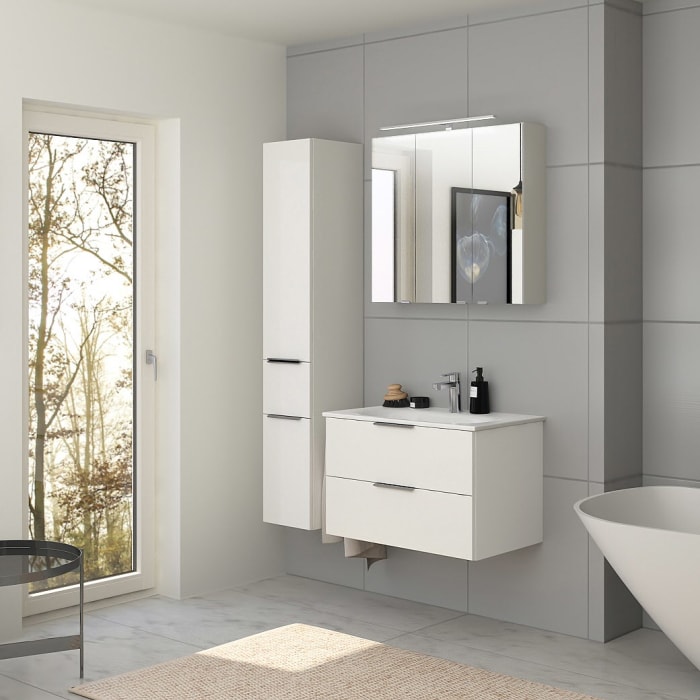 Steinkamp Living 2.0 / GROHE Essence Badmöbel Set 80 cm mit Spiegelschrank