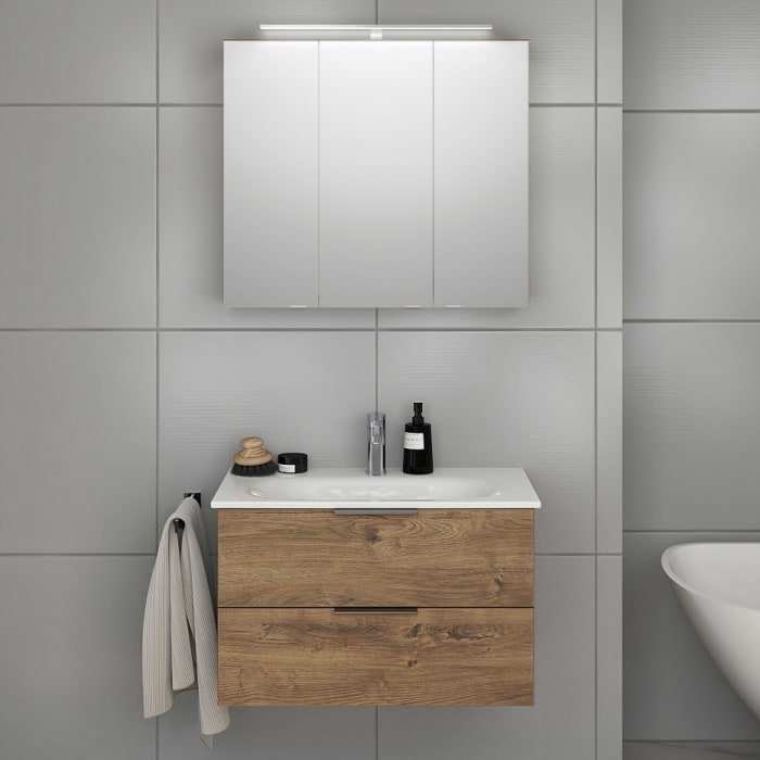 Steinkamp Living 2.0 / GROHE Essence Badmöbel Set 80 cm mit Spiegelschrank