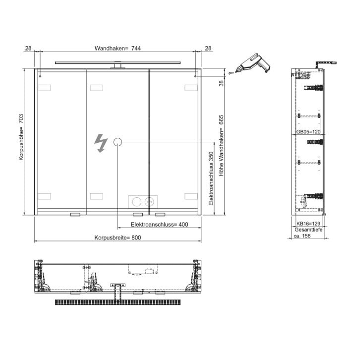 Steinkamp Living 2.0 / GROHE Essence Badmöbel Set 80 cm mit Spiegelschrank
