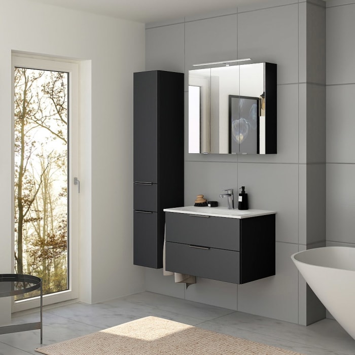 Steinkamp Living 2.0 / GROHE Essence Badmöbel Set 80 cm mit Spiegelschrank