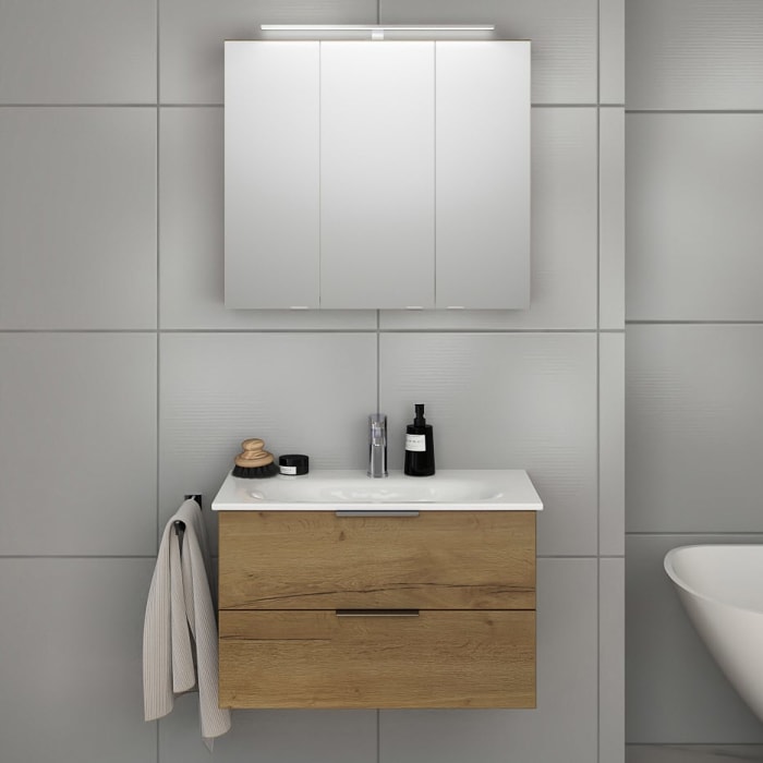 Steinkamp Living 2.0 / GROHE Essence Badmöbel Set 80 cm mit Spiegelschrank