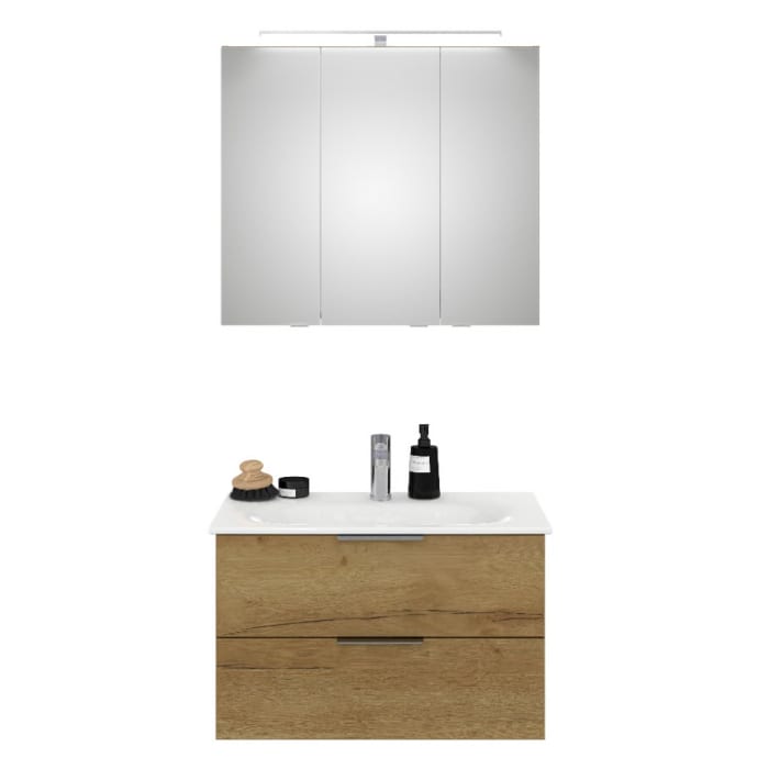 Steinkamp Living 2.0 / GROHE Essence Badmöbel Set 80 cm mit Spiegelschrank