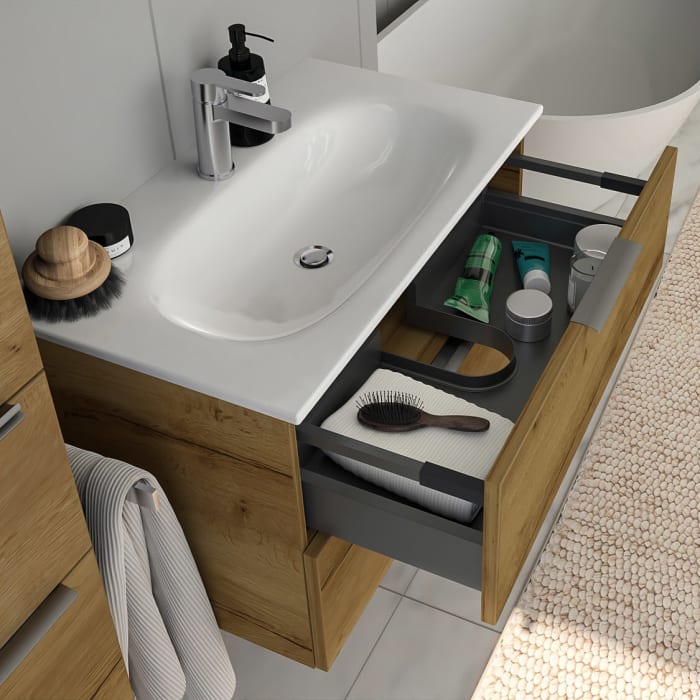 Steinkamp Living 2.0 / GROHE Essence Badmöbel Set 80 cm mit Spiegelschrank