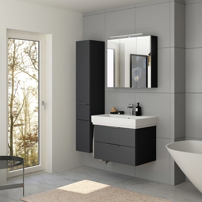 Steinkamp Living 2.0 / GROHE Cube Badmöbel Set 80 cm mit Spiegelschrank