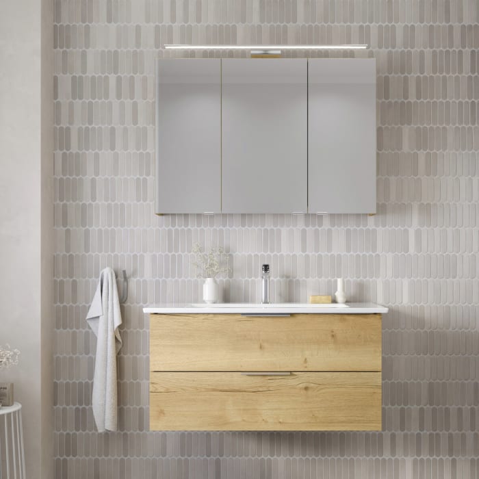 Steinkamp Living 2.0 / Villeroy & Boch Venticello Badmöbel Set 100 cm mit Spiegelschrank