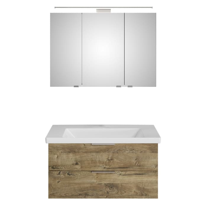 Steinkamp Living 2.0 / Villeroy & Boch Subway 3.0 Badmöbel Set 100 cm mit Spiegelschrank