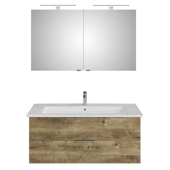 Steinkamp Living 2.0 / Villeroy & Boch Venticello Badmöbel Set 120 cm mit Spiegelschrank, 2 Türen
