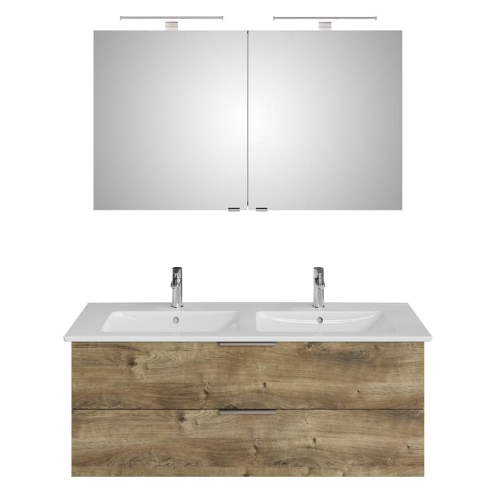 Steinkamp Living 2.0 / Villeroy & Boch Venticello Badmöbel Set 130 cm mit Spiegelschrank, 2 Türen