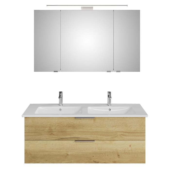 Steinkamp Living 2.0 / Villeroy & Boch Venticello Badmöbel Set 130 cm mit Spiegelschrank, 3 Türen