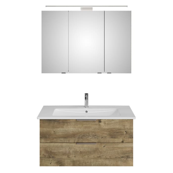 Steinkamp Living 2.0 / Villeroy & Boch Venticello Badmöbel Set 100 cm mit Spiegelschrank