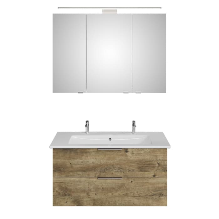 Steinkamp Living 2.0 / Villeroy & Boch Venticello Badmöbel Set 100 cm mit Spiegelschrank