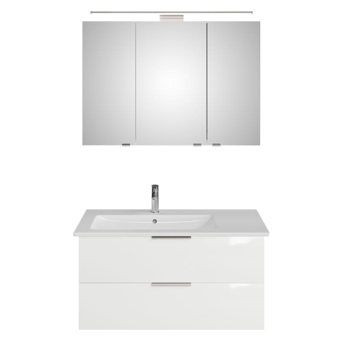 Steinkamp Living 2.0 / Villeroy & Boch Venticello Badmöbel Set 100 cm mit Spiegelschrank