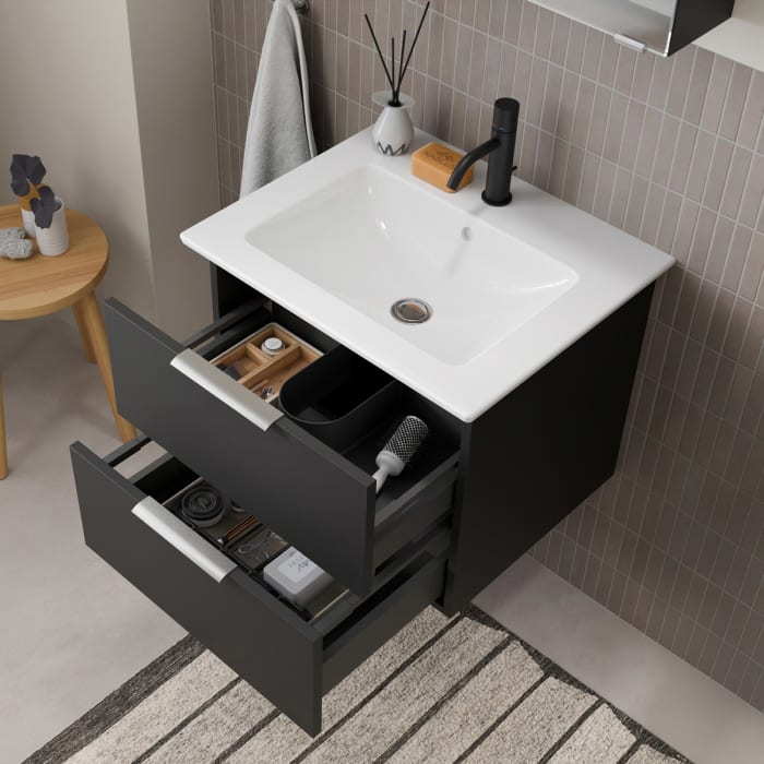 Steinkamp Living 2.0 / Villeroy & Boch Venticello Badmöbel Set 60 cm mit Spiegelschrank