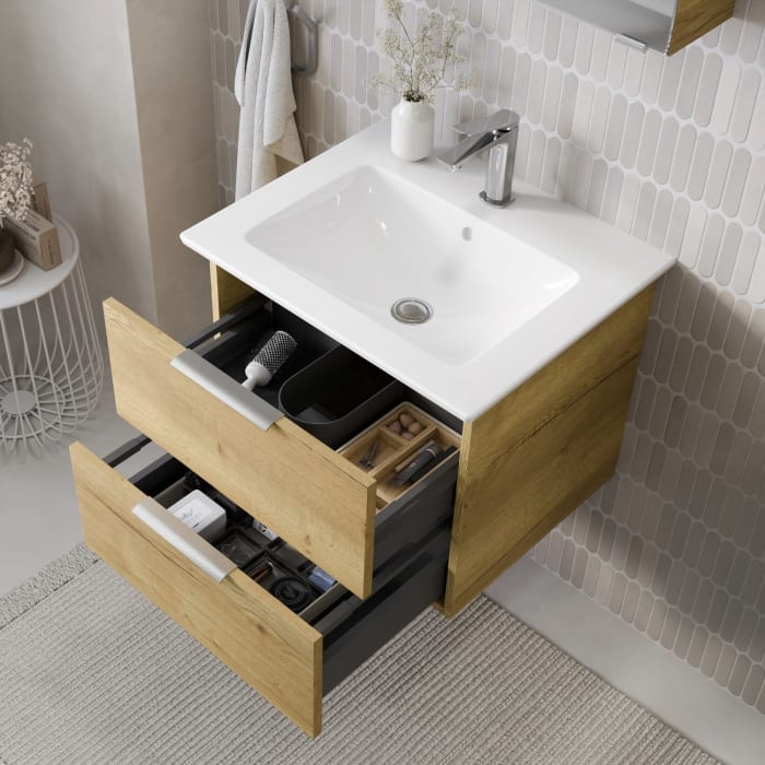 Steinkamp Living 2.0 / Villeroy & Boch Venticello Badmöbel Set 60 cm mit Spiegelschrank