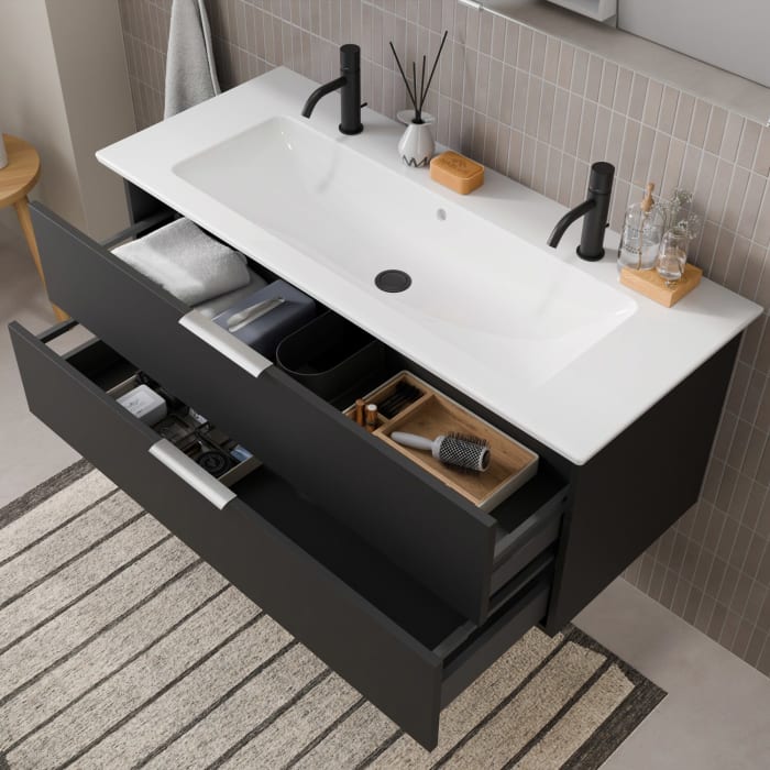 Steinkamp Living 2.0 / Villeroy & Boch Venticello Badmöbel Set 120 cm mit Spiegelschrank, 3 Türen