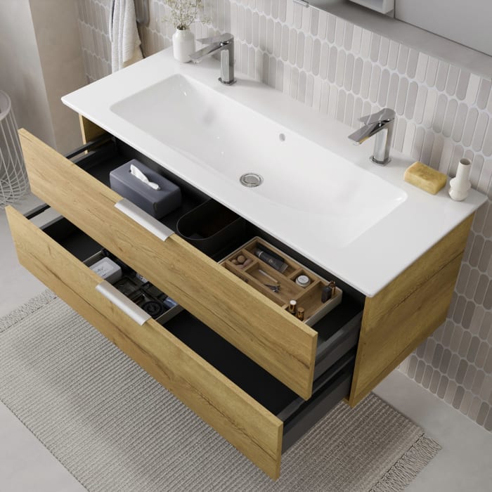 Steinkamp Living 2.0 / Villeroy & Boch Venticello Badmöbel Set 120 cm mit Spiegelschrank, 2 Türen