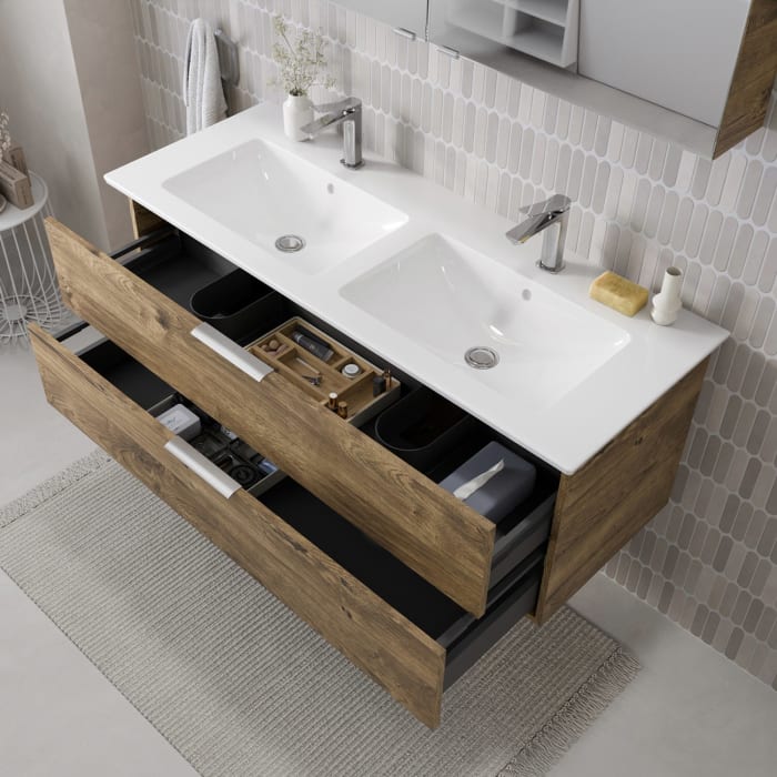 Steinkamp Living 2.0 / Villeroy & Boch Venticello Badmöbel Set 130 cm mit Spiegelschrank, 2 Türen