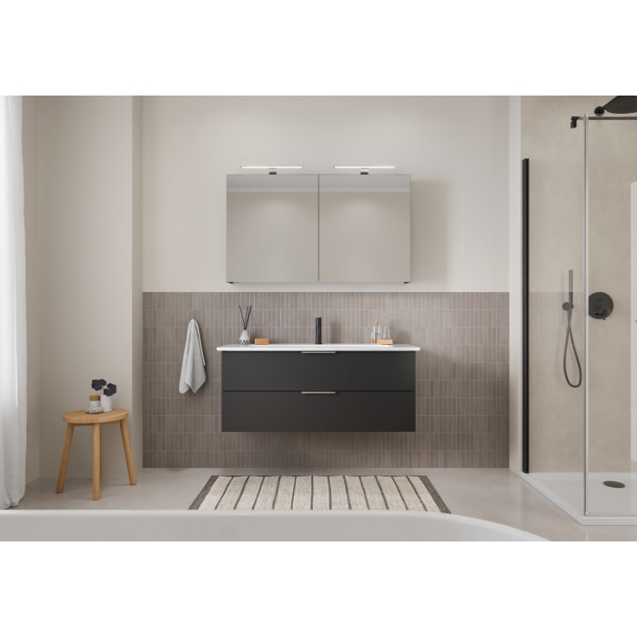 Steinkamp Living 2.0 / Villeroy & Boch Venticello Badmöbel Set 120 cm mit Spiegelschrank, 2 Türen