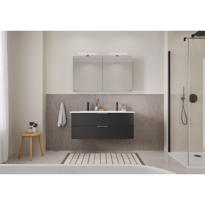 Steinkamp Living 2.0 / Villeroy & Boch Venticello Badmöbel Set 120 cm mit Spiegelschrank, 2 Türen