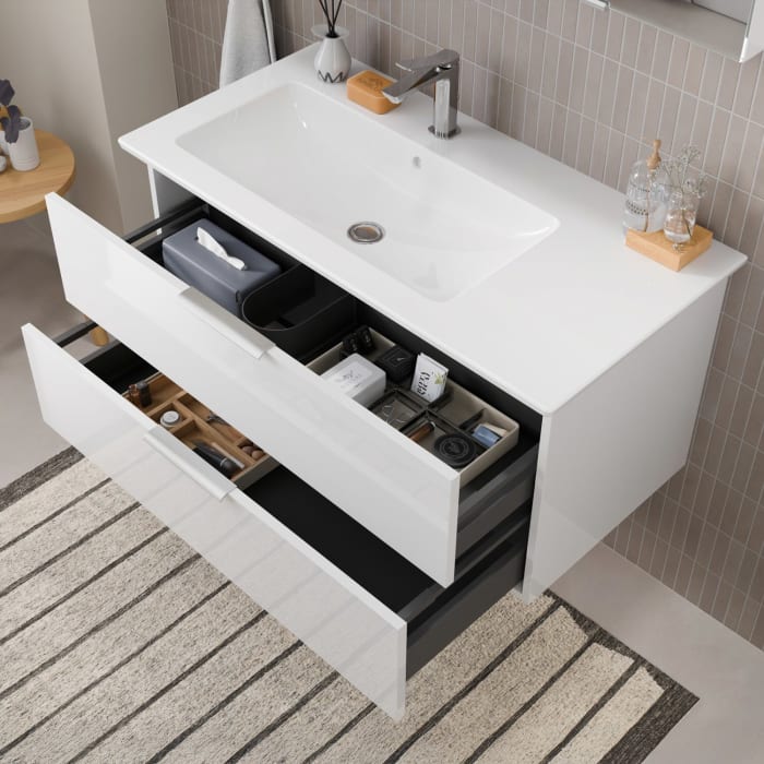 Steinkamp Living 2.0 / Villeroy & Boch Venticello Badmöbel Set 100 cm mit Spiegelschrank