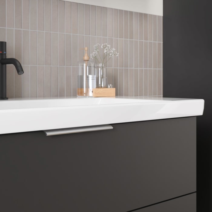 Steinkamp Living 2.0 / Villeroy & Boch Subway 3.0 Badmöbel Set 100 cm mit Spiegelschrank