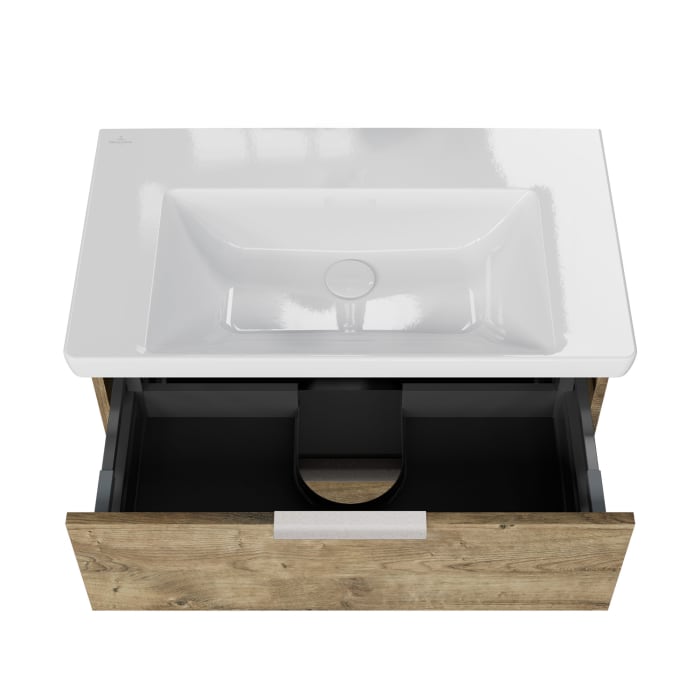 Steinkamp Living 2.0 / Villeroy & Boch Subway 3.0 Badmöbel Set 80 cm mit Spiegelschrank