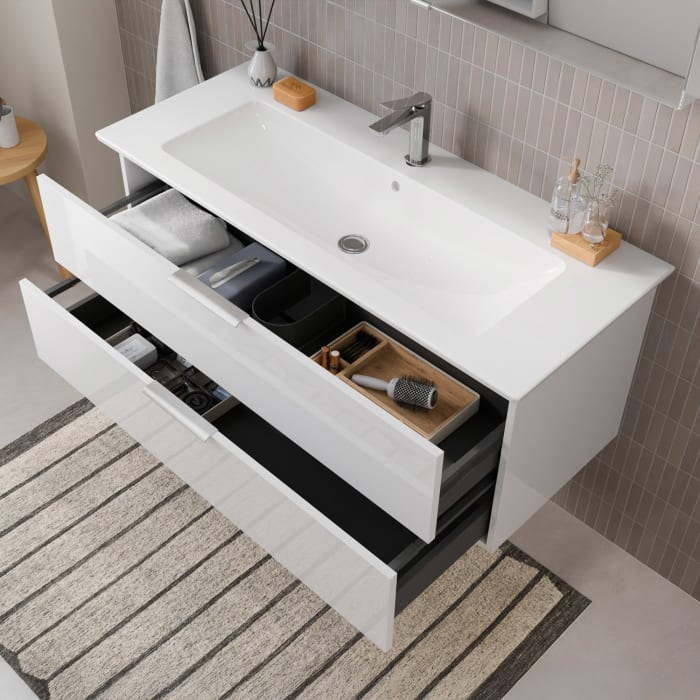 Steinkamp Living 2.0 / Villeroy & Boch Venticello Badmöbel Set 120 cm mit Spiegelschrank, 3 Türen