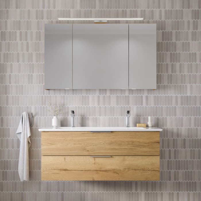 Steinkamp Living 2.0 / Villeroy & Boch Venticello Badmöbel Set 120 cm mit Spiegelschrank, 3 Türen