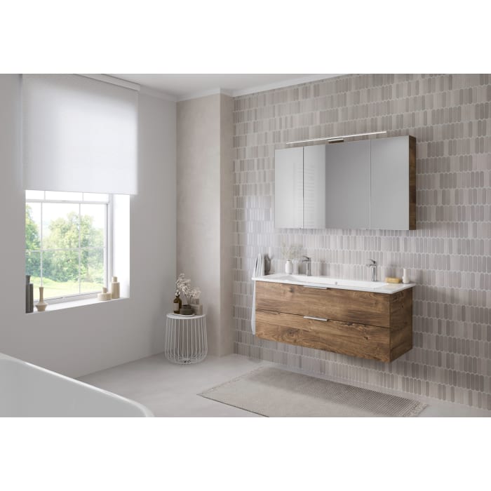 Steinkamp Living 2.0 / Villeroy & Boch Venticello Badmöbel Set 120 cm mit Spiegelschrank, 3 Türen