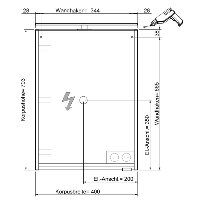 Steinkamp Living 2.0 Spiegelschrank 40 cm mit 1 Tür und LED-Aufsatzleuchte