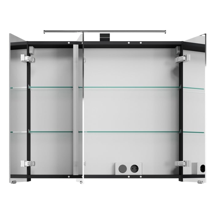 Steinkamp Living 2.0 Spiegelschrank 80 cm mit 3 Türen und LED-Aufsatzleuchte
