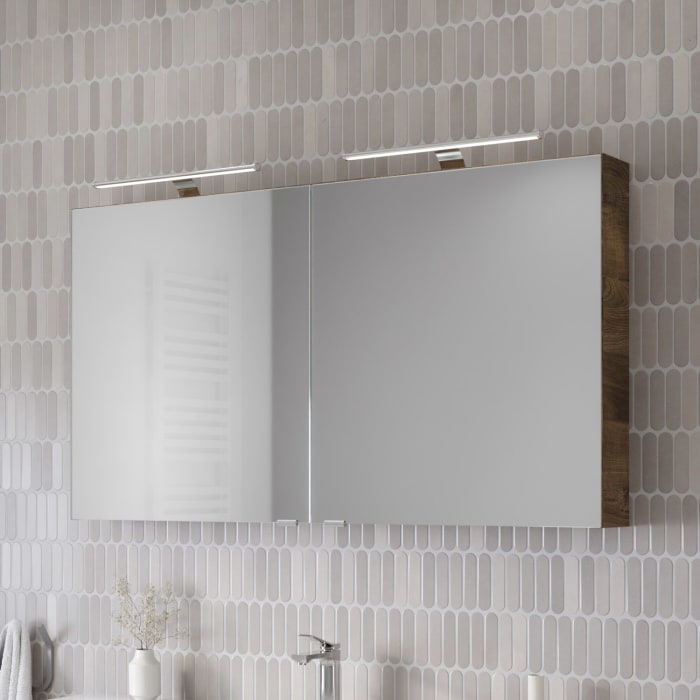 Steinkamp Living 2.0 Spiegelschrank 120 cm mit 2 Türen und LED-Aufsatzleuchten