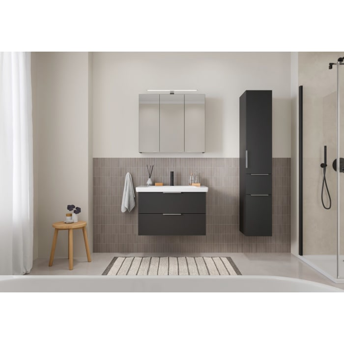 Steinkamp Living 2.0 Spiegelschrank 80 cm mit 3 Türen und LED-Aufsatzleuchte