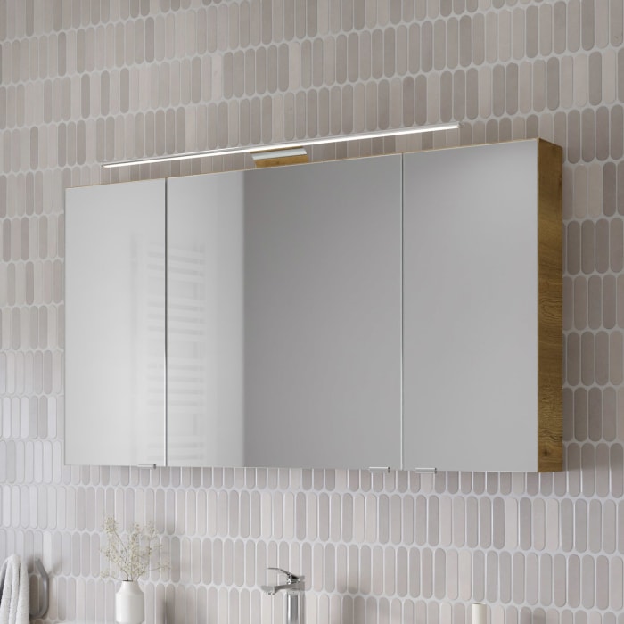 Steinkamp Living 2.0 Spiegelschrank 120 cm mit 3 Türen und LED-Aufsatzleuchte