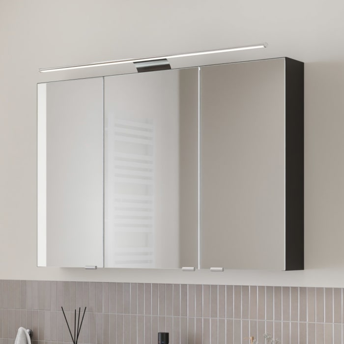 Steinkamp Living 2.0 Spiegelschrank 100 cm mit 3 Türen und LED-Aufsatzleuchte