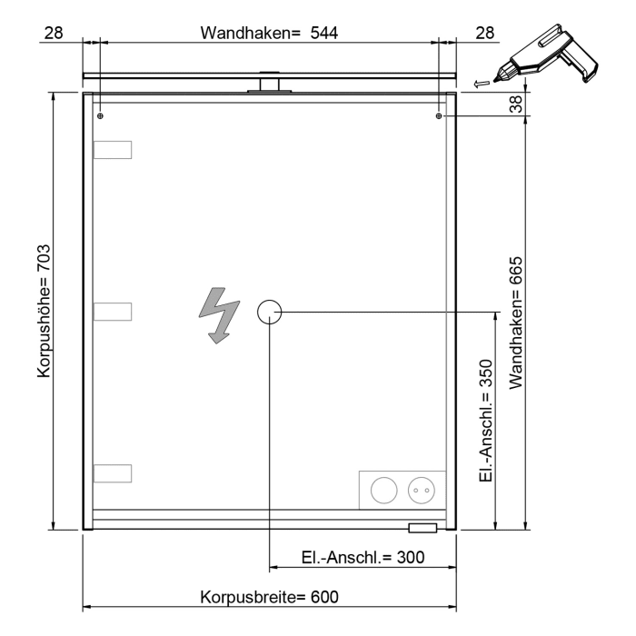 Steinkamp Living 2.0 Spiegelschrank 60 cm mit 1 Tür und LED-Aufsatzleuchte