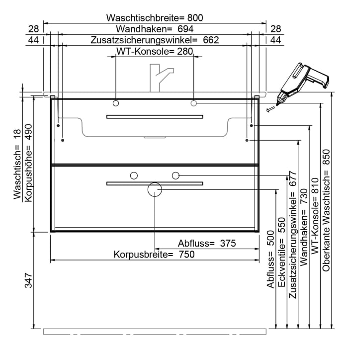 Steinkamp Living 2.0 / Villeroy & Boch Venticello Waschtisch mit Unterschrank 80 cm