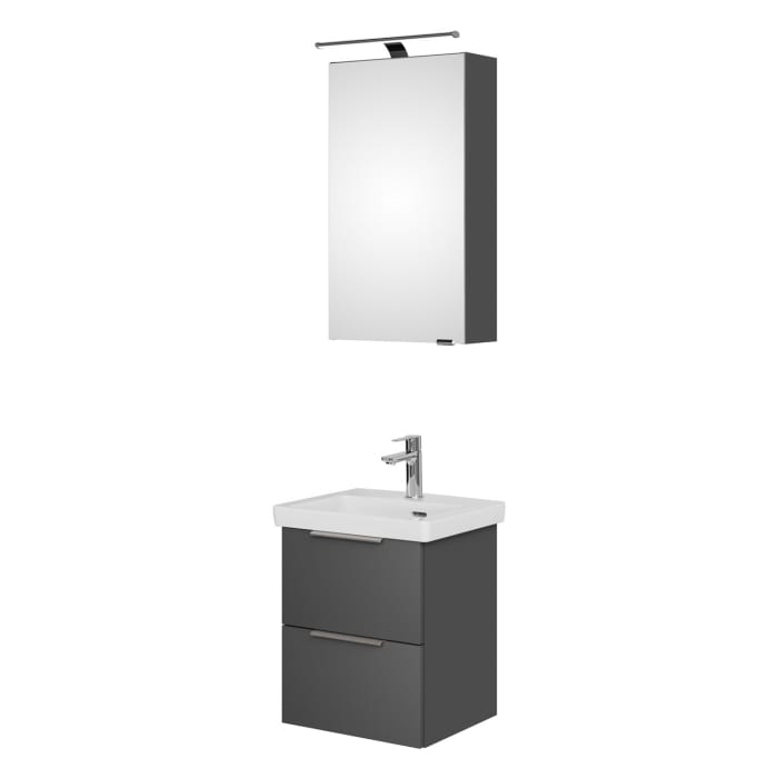 Steinkamp Living 2.0 / Villeroy & Boch Subway 3.0 Badmöbel Set 50 cm mit Spiegelschrank
