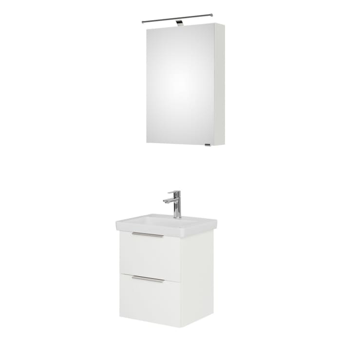 Steinkamp Living 2.0 / Villeroy & Boch Subway 3.0 Badmöbel Set 50 cm mit Spiegelschrank