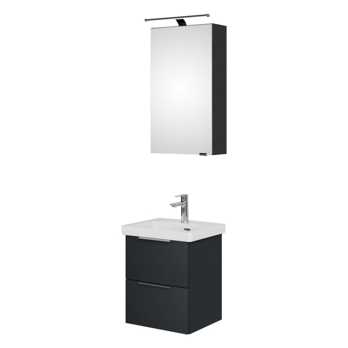 Steinkamp Living 2.0 / Villeroy & Boch Subway 3.0 Badmöbel Set 50 cm mit Spiegelschrank