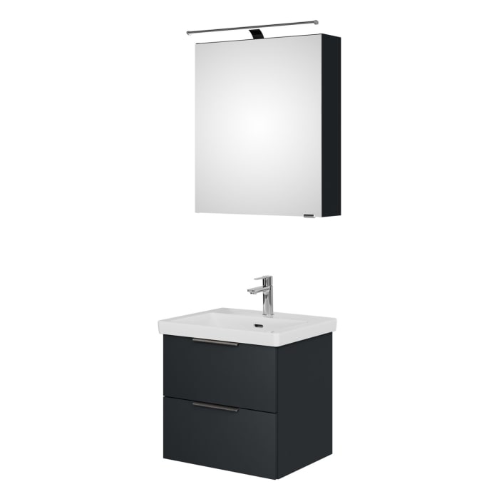 Steinkamp Living 2.0 / Villeroy & Boch Subway 3.0 Badmöbel Set 55 cm mit Spiegelschrank