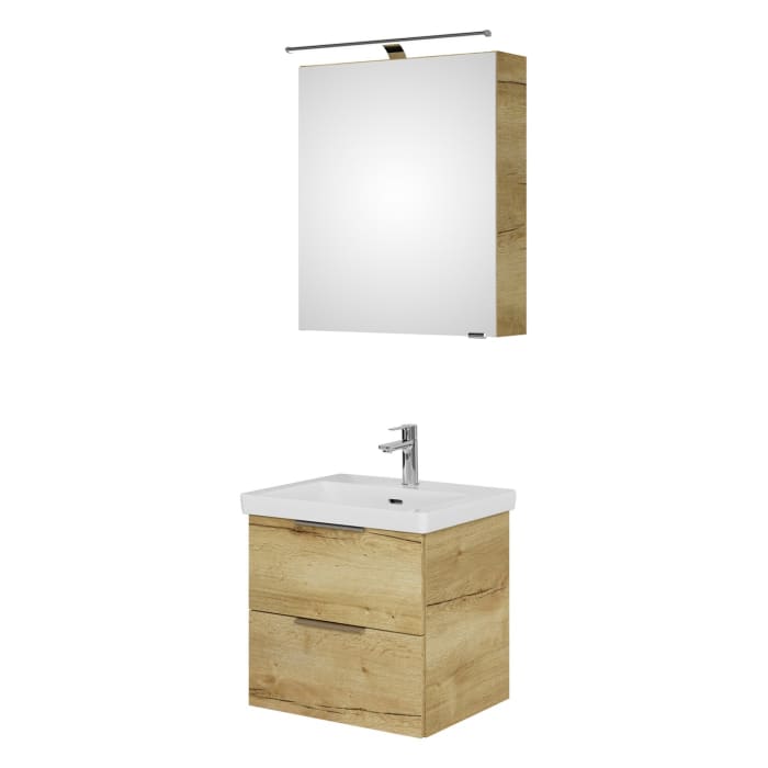Steinkamp Living 2.0 / Villeroy & Boch Subway 3.0 Badmöbel Set 55 cm mit Spiegelschrank