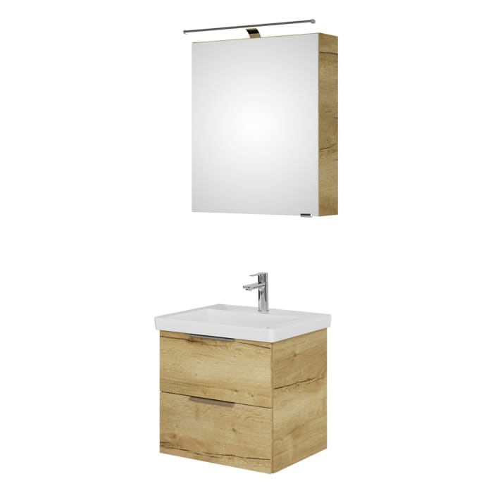 Steinkamp Living 2.0 / Villeroy & Boch Subway 3.0 Badmöbel Set 55 cm mit Spiegelschrank