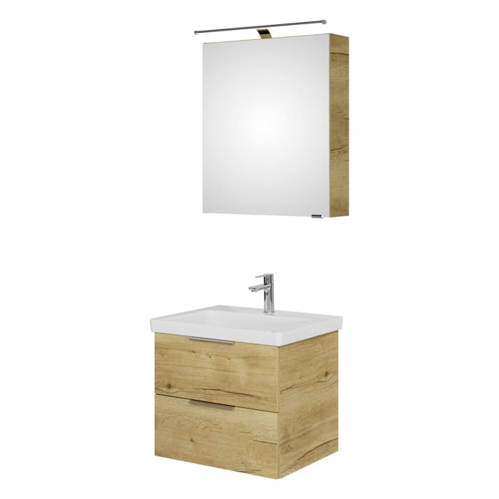 Steinkamp Living 2.0 / Villeroy & Boch Subway 3.0 Badmöbel Set 60 cm mit Spiegelschrank