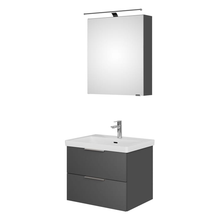 Steinkamp Living 2.0 / Villeroy & Boch Subway 3.0 Badmöbel Set 65 cm mit Spiegelschrank