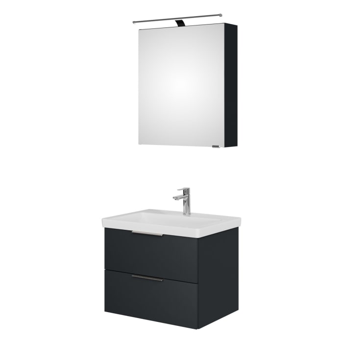 Steinkamp Living 2.0 / Villeroy & Boch Subway 3.0 Badmöbel Set 65 cm mit Spiegelschrank