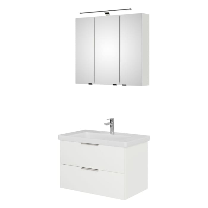 Steinkamp Living 2.0 / Villeroy & Boch Subway 3.0 Badmöbel Set 80 cm mit Spiegelschrank