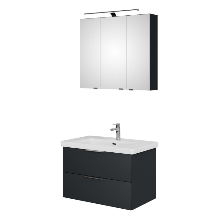 Steinkamp Living 2.0 / Villeroy & Boch Subway 3.0 Badmöbel Set 80 cm mit Spiegelschrank