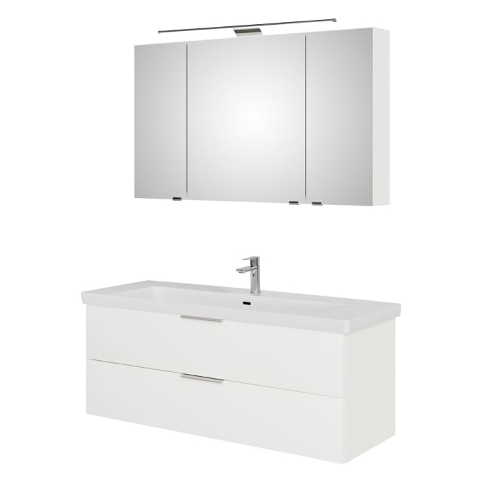 Steinkamp Living 2.0 / Villeroy & Boch Subway 3.0 Badmöbel Set 130 cm mit Spiegelschrank, 3 Türen
