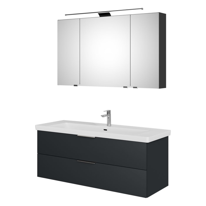 Steinkamp Living 2.0 / Villeroy & Boch Subway 3.0 Badmöbel Set 130 cm mit Spiegelschrank, 3 Türen